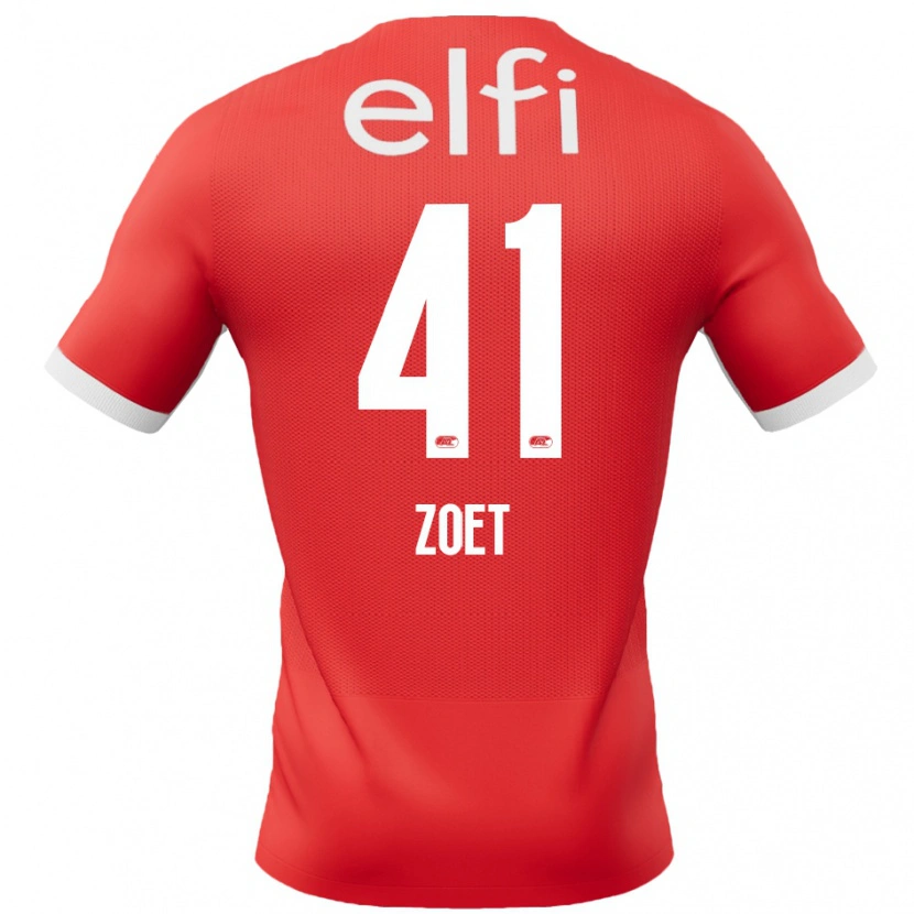 Danxen Børn Jeroen Zoet #41 Rød Hvid Hjemmebane Spillertrøjer 2024/25 Trøje T-Shirt