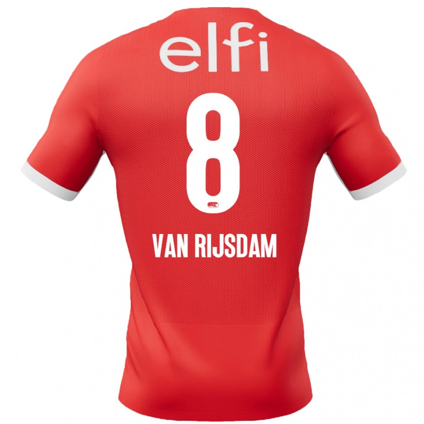 Danxen Børn Julian Van Rijsdam #8 Rød Hvid Hjemmebane Spillertrøjer 2024/25 Trøje T-Shirt