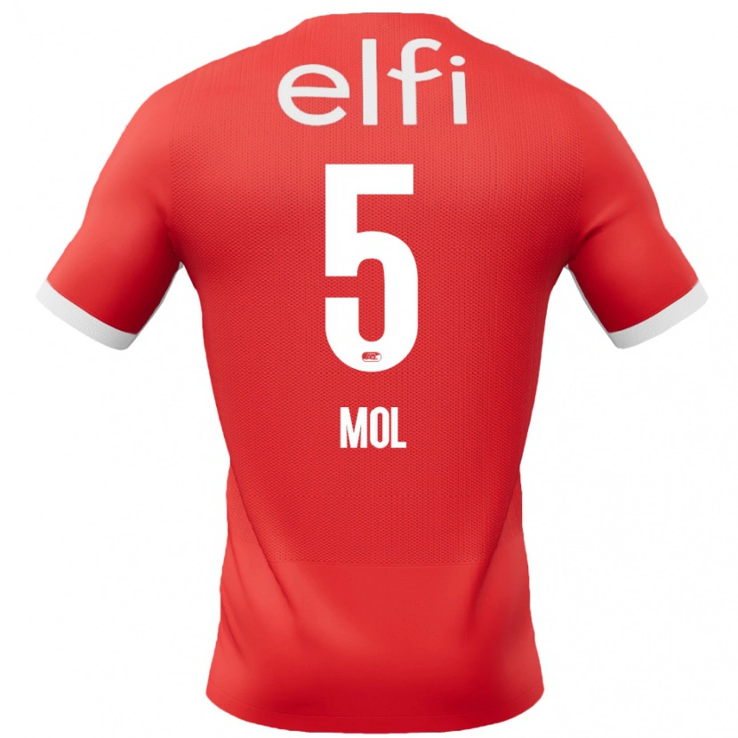 Danxen Børn Camie Mol #5 Rød Hvid Hjemmebane Spillertrøjer 2024/25 Trøje T-Shirt