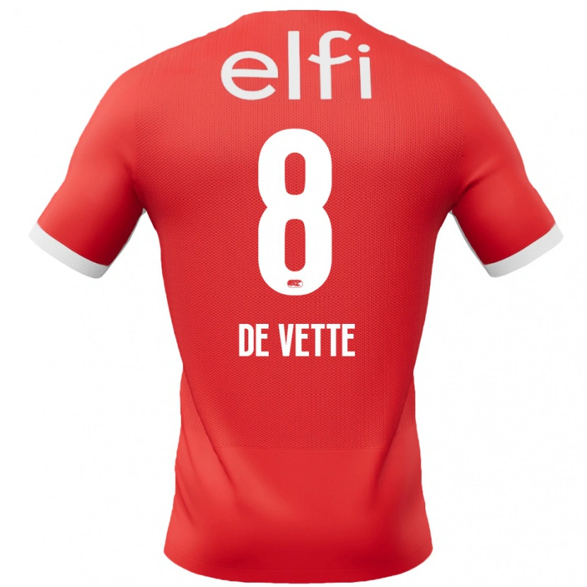 Danxen Børn Manique De Vette #8 Rød Hvid Hjemmebane Spillertrøjer 2024/25 Trøje T-Shirt