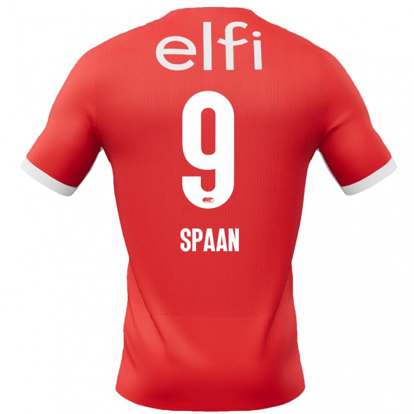 Danxen Børn Floor Spaan #9 Rød Hvid Hjemmebane Spillertrøjer 2024/25 Trøje T-Shirt