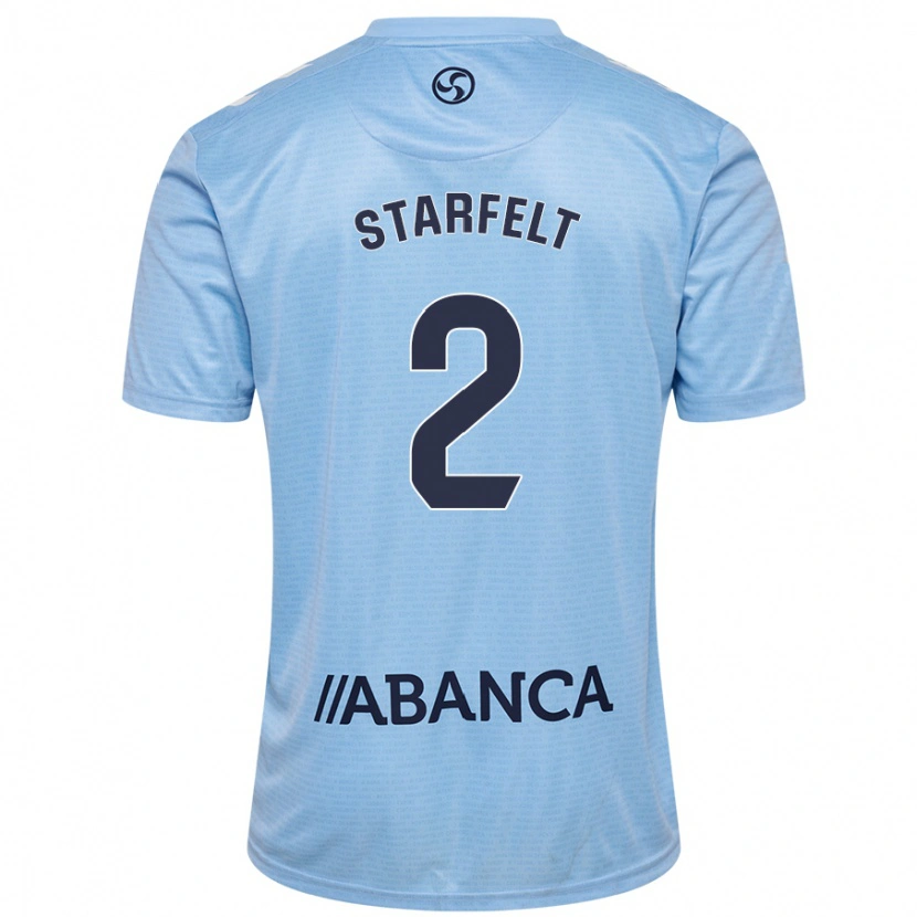 Danxen Børn Carl Starfelt #2 Himmelblå Hjemmebane Spillertrøjer 2024/25 Trøje T-Shirt
