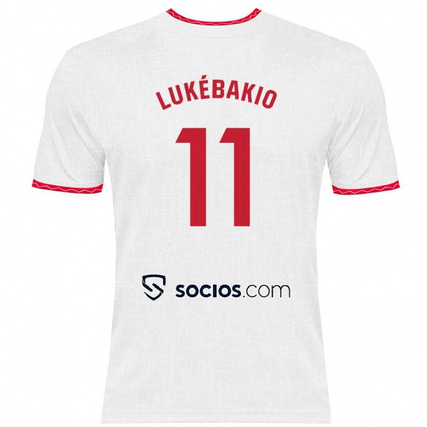 Danxen Børn Dodi Lukébakio #11 Hvid Rød Hjemmebane Spillertrøjer 2024/25 Trøje T-Shirt