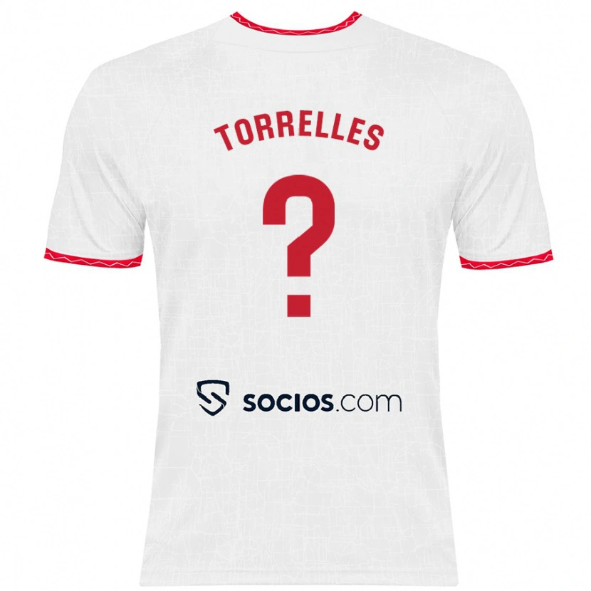 Danxen Børn Genís Torrelles #0 Hvid Rød Hjemmebane Spillertrøjer 2024/25 Trøje T-Shirt