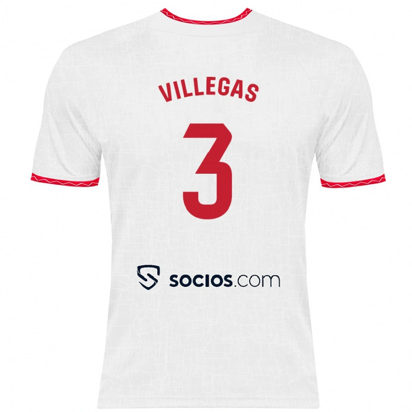 Danxen Børn Juancho Villegas #3 Hvid Rød Hjemmebane Spillertrøjer 2024/25 Trøje T-Shirt