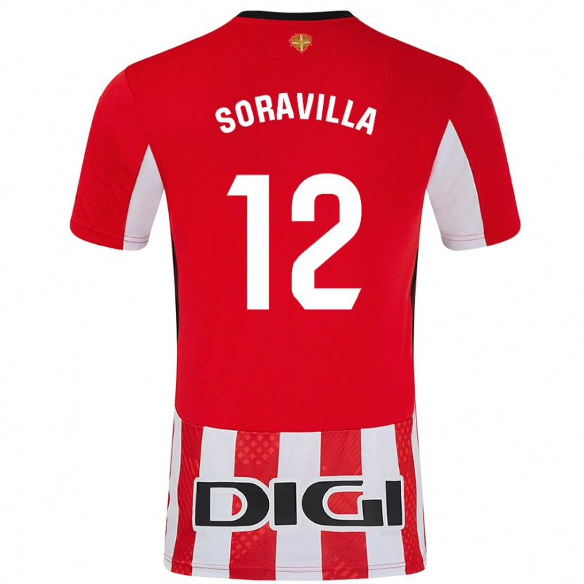 Danxen Børn Ander Soravilla #12 Rød Hvid Hjemmebane Spillertrøjer 2024/25 Trøje T-Shirt
