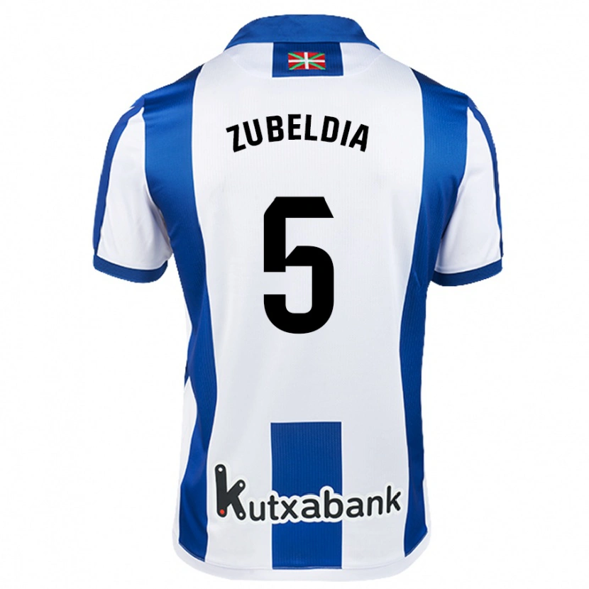 Danxen Børn Igor Zubeldia #5 Hvid Blå Hjemmebane Spillertrøjer 2024/25 Trøje T-Shirt