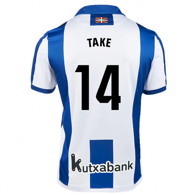 Danxen Børn Takefusa Kubo #14 Hvid Blå Hjemmebane Spillertrøjer 2024/25 Trøje T-Shirt