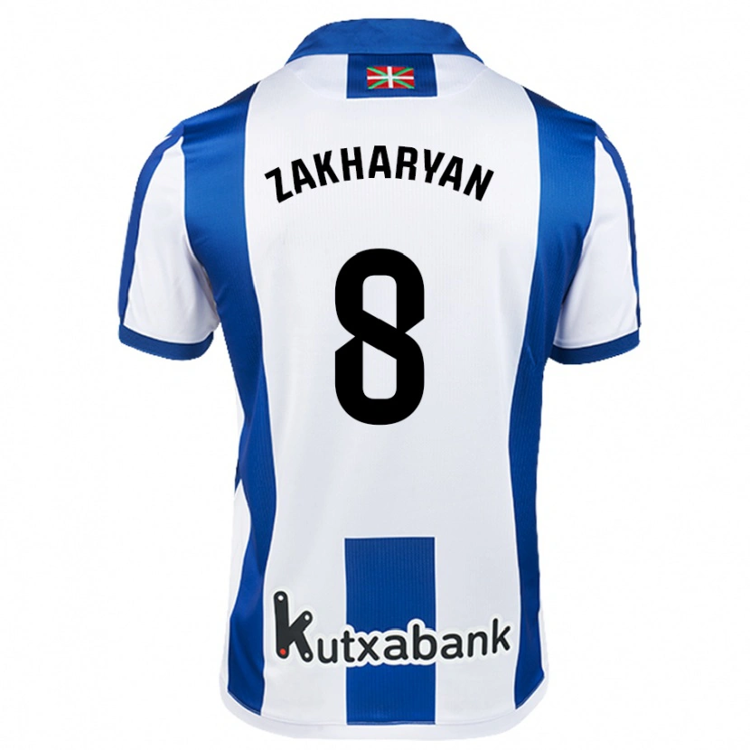 Danxen Børn Arsen Zakharyan #8 Hvid Blå Hjemmebane Spillertrøjer 2024/25 Trøje T-Shirt