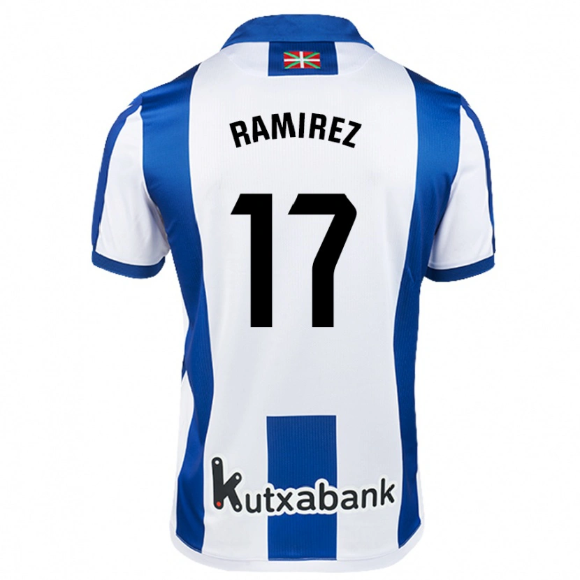 Danxen Børn Darío Ramírez #17 Hvid Blå Hjemmebane Spillertrøjer 2024/25 Trøje T-Shirt