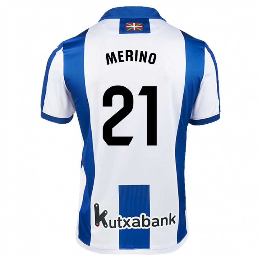 Danxen Børn Jon Merino #21 Hvid Blå Hjemmebane Spillertrøjer 2024/25 Trøje T-Shirt
