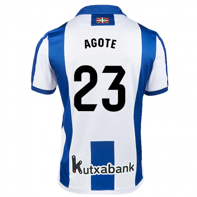 Danxen Børn Unax Agote #23 Hvid Blå Hjemmebane Spillertrøjer 2024/25 Trøje T-Shirt