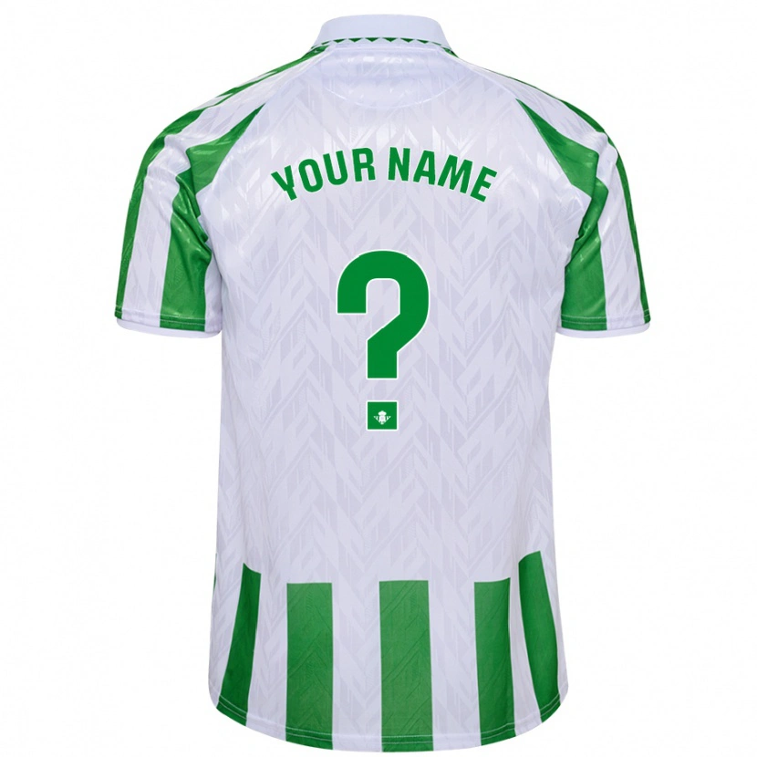 Danxen Børn Dit Navn #0 Grønne Hvide Striber Hjemmebane Spillertrøjer 2024/25 Trøje T-Shirt