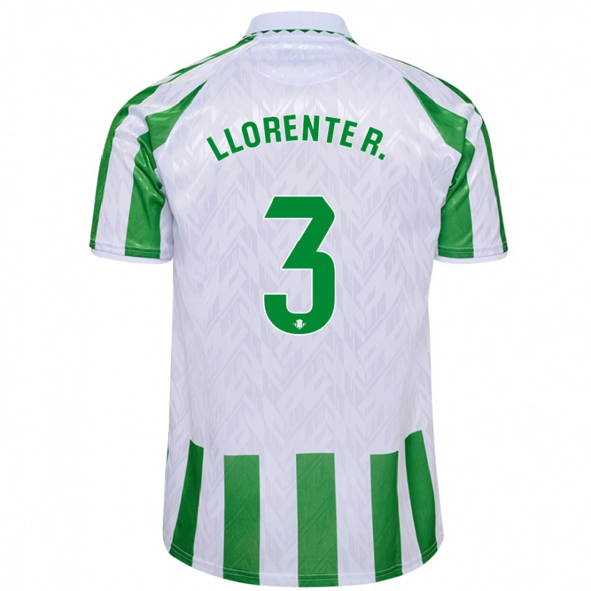 Danxen Børn Diego Llorente #3 Grønne Hvide Striber Hjemmebane Spillertrøjer 2024/25 Trøje T-Shirt