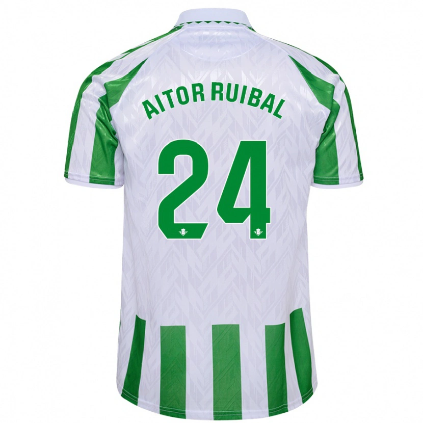 Danxen Børn Aitor Ruibal #24 Grønne Hvide Striber Hjemmebane Spillertrøjer 2024/25 Trøje T-Shirt