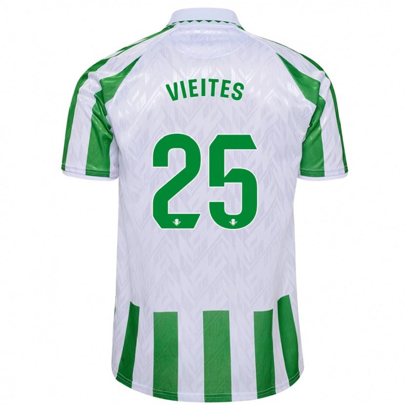 Danxen Børn Fran Vieites #25 Grønne Hvide Striber Hjemmebane Spillertrøjer 2024/25 Trøje T-Shirt