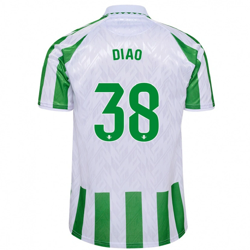 Danxen Børn Assane Diao #38 Grønne Hvide Striber Hjemmebane Spillertrøjer 2024/25 Trøje T-Shirt