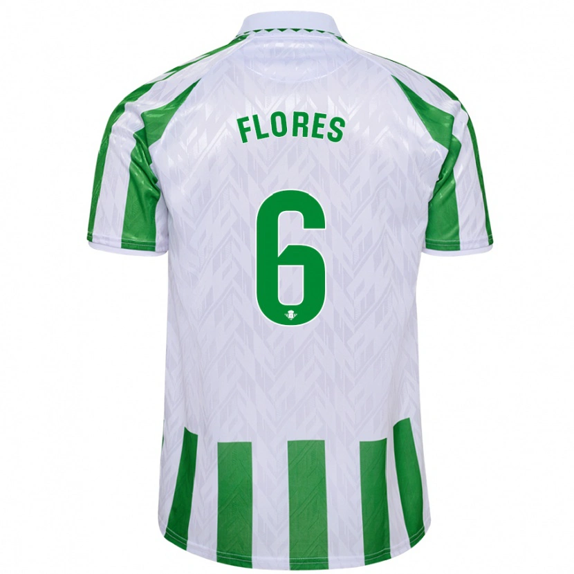 Danxen Børn Mateo Flores #6 Grønne Hvide Striber Hjemmebane Spillertrøjer 2024/25 Trøje T-Shirt