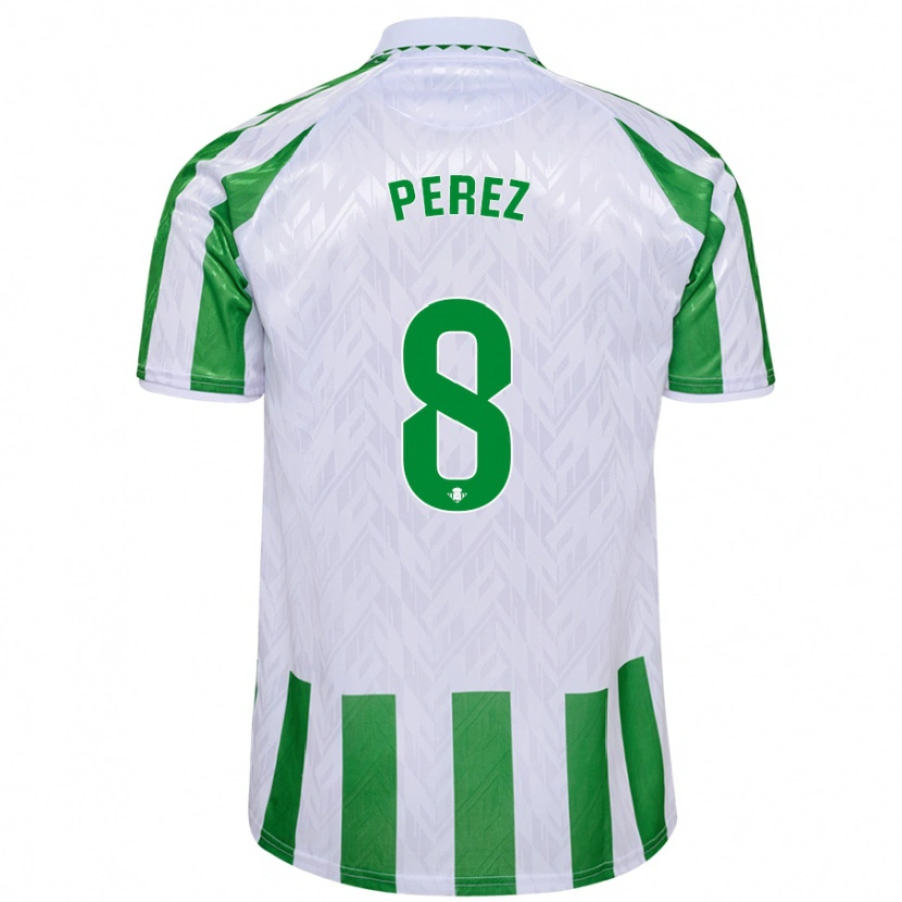 Danxen Børn Dani Pérez #8 Grønne Hvide Striber Hjemmebane Spillertrøjer 2024/25 Trøje T-Shirt