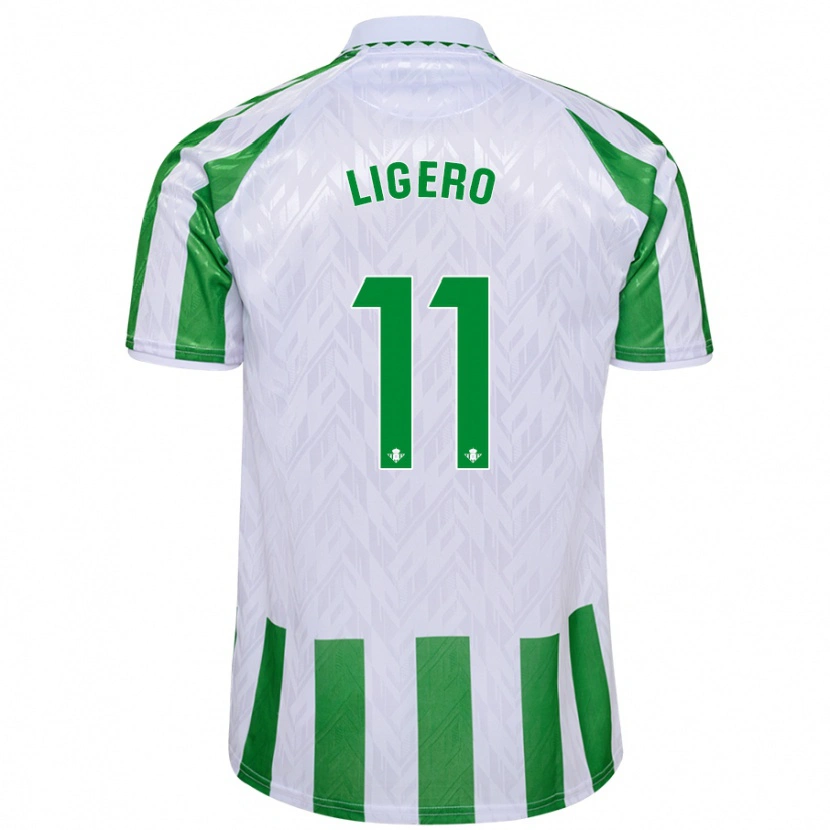 Danxen Børn Nuria Ligero #11 Grønne Hvide Striber Hjemmebane Spillertrøjer 2024/25 Trøje T-Shirt