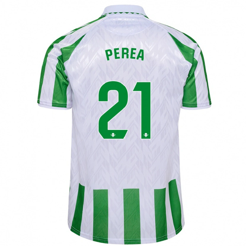 Danxen Børn Paula Perea #21 Grønne Hvide Striber Hjemmebane Spillertrøjer 2024/25 Trøje T-Shirt