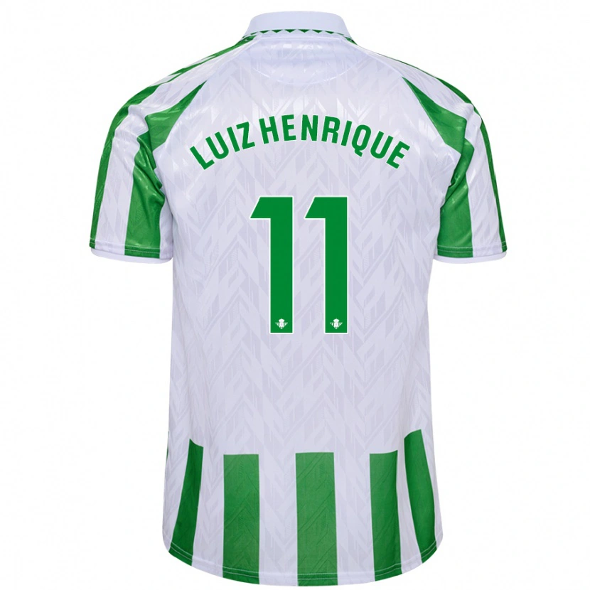 Danxen Børn Luiz Henrique #11 Grønne Hvide Striber Hjemmebane Spillertrøjer 2024/25 Trøje T-Shirt