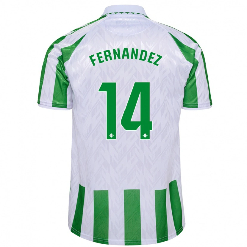 Danxen Børn Quique Fernández #14 Grønne Hvide Striber Hjemmebane Spillertrøjer 2024/25 Trøje T-Shirt