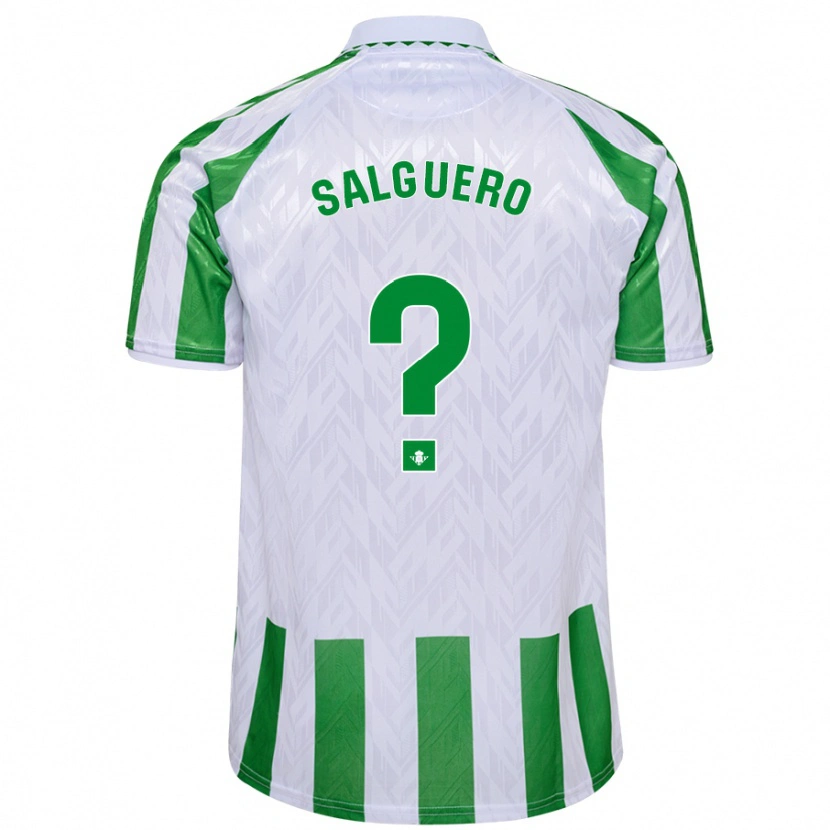 Danxen Børn Antonio Salguero #0 Grønne Hvide Striber Hjemmebane Spillertrøjer 2024/25 Trøje T-Shirt