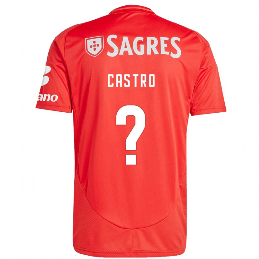 Danxen Børn Guilherme Castro #0 Rød Hvid Hjemmebane Spillertrøjer 2024/25 Trøje T-Shirt
