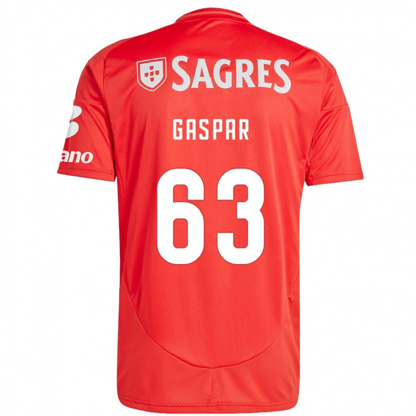 Danxen Børn Guilherme Gaspar #63 Rød Hvid Hjemmebane Spillertrøjer 2024/25 Trøje T-Shirt
