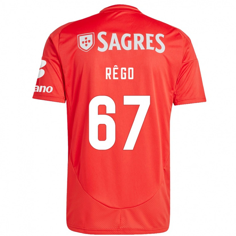 Danxen Børn Rodrigo Rêgo #67 Rød Hvid Hjemmebane Spillertrøjer 2024/25 Trøje T-Shirt