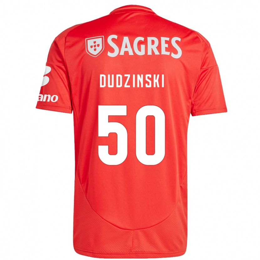 Danxen Børn Marcel Dudzinski #50 Rød Hvid Hjemmebane Spillertrøjer 2024/25 Trøje T-Shirt