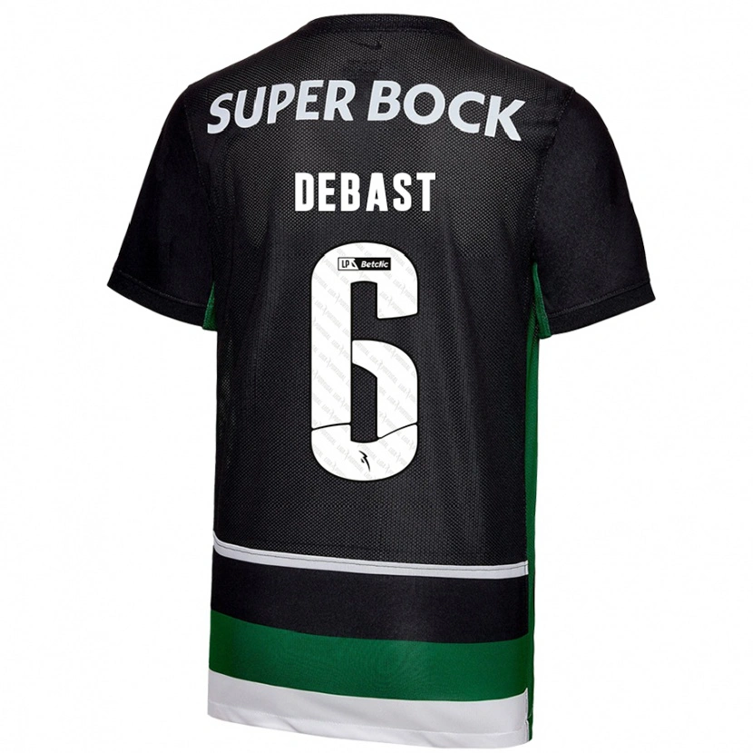 Danxen Børn Zeno Debast #6 Sort Hvid Grøn Hjemmebane Spillertrøjer 2024/25 Trøje T-Shirt