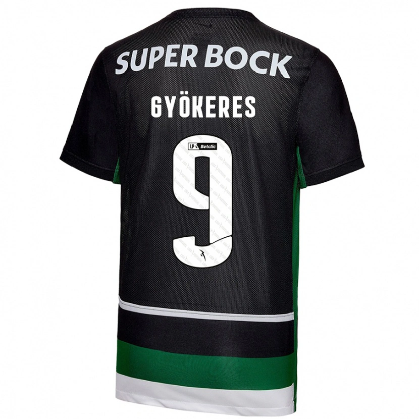Danxen Børn Viktor Gyökeres #9 Sort Hvid Grøn Hjemmebane Spillertrøjer 2024/25 Trøje T-Shirt