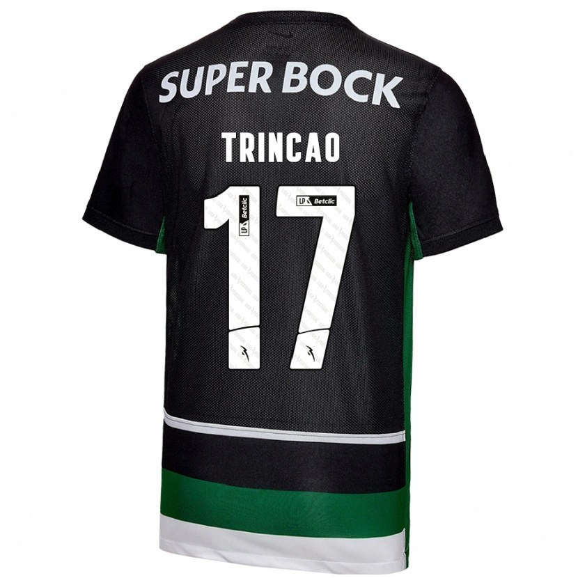 Danxen Børn Trincão #17 Sort Hvid Grøn Hjemmebane Spillertrøjer 2024/25 Trøje T-Shirt