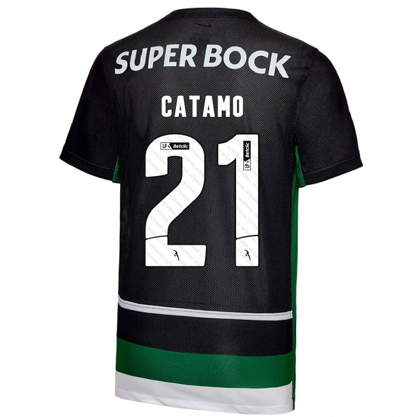 Danxen Børn Geny Catamo #21 Sort Hvid Grøn Hjemmebane Spillertrøjer 2024/25 Trøje T-Shirt