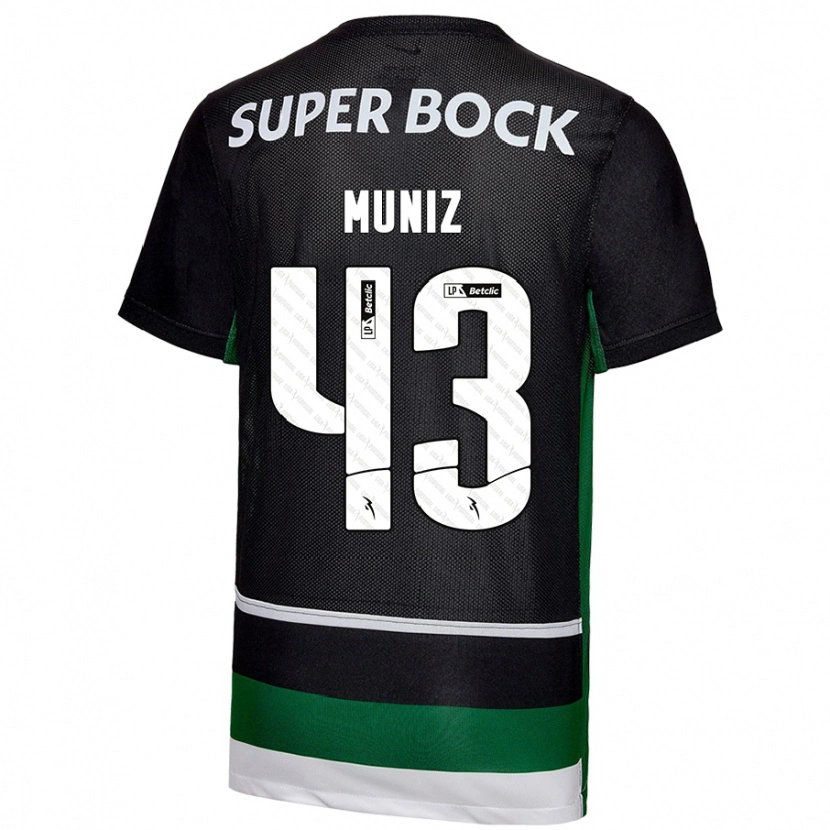 Danxen Børn João Muniz #43 Sort Hvid Grøn Hjemmebane Spillertrøjer 2024/25 Trøje T-Shirt
