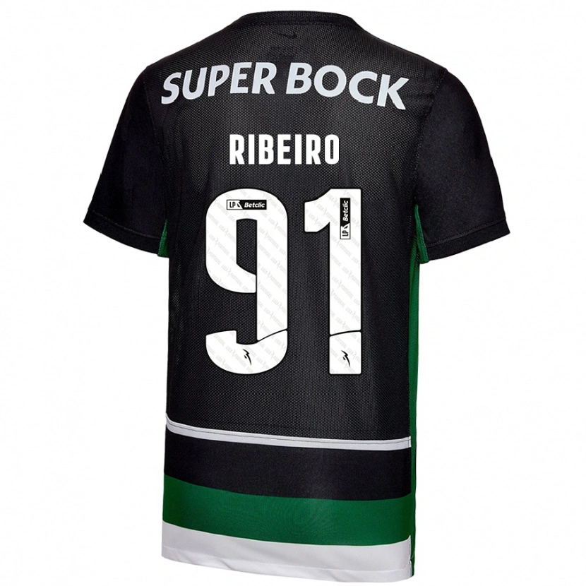 Danxen Børn Rodrigo Ribeiro #91 Sort Hvid Grøn Hjemmebane Spillertrøjer 2024/25 Trøje T-Shirt