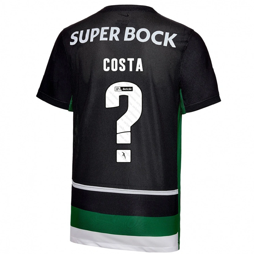Danxen Børn Daniel Costa #0 Sort Hvid Grøn Hjemmebane Spillertrøjer 2024/25 Trøje T-Shirt