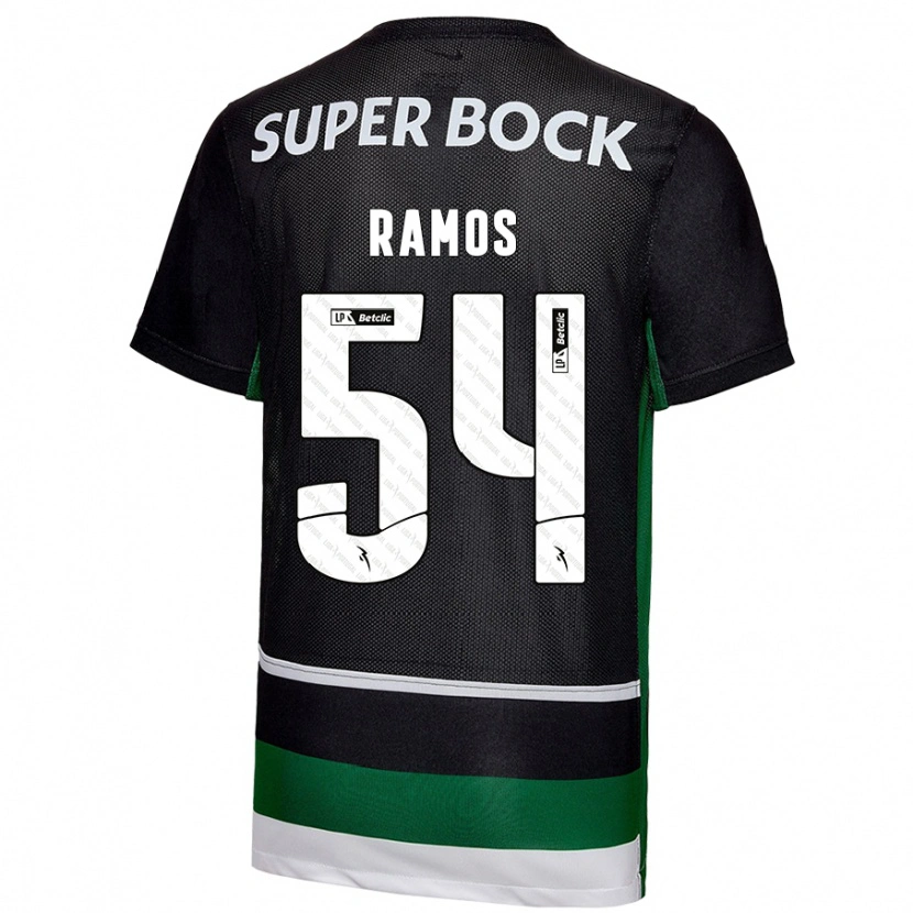 Danxen Børn Bruno Ramos #54 Sort Hvid Grøn Hjemmebane Spillertrøjer 2024/25 Trøje T-Shirt