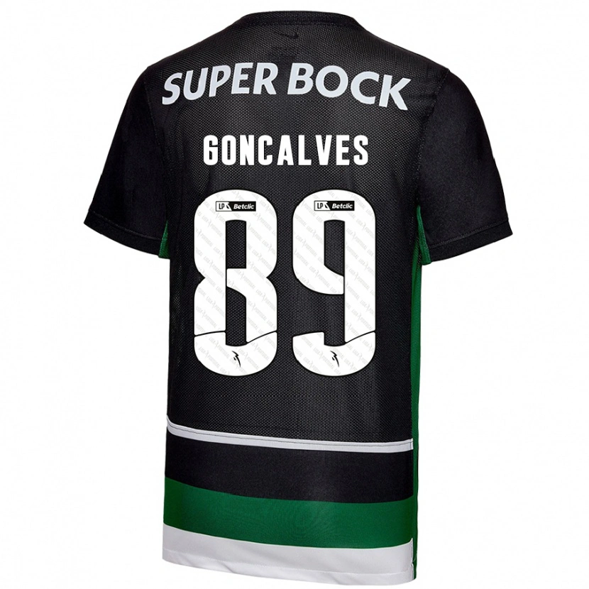 Danxen Børn André Gonçalves #89 Sort Hvid Grøn Hjemmebane Spillertrøjer 2024/25 Trøje T-Shirt