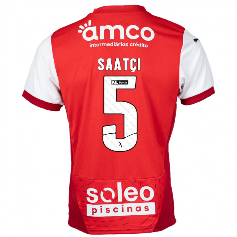 Danxen Børn Serdar Saatçı #5 Rød Hvid Hjemmebane Spillertrøjer 2024/25 Trøje T-Shirt