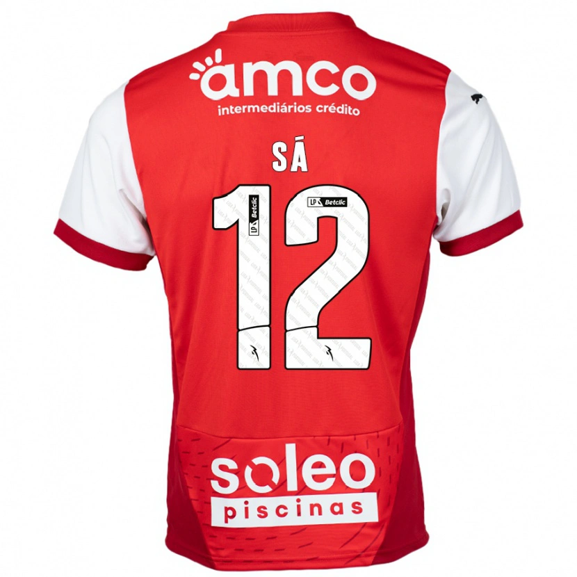 Danxen Børn Tiago Sá #12 Rød Hvid Hjemmebane Spillertrøjer 2024/25 Trøje T-Shirt