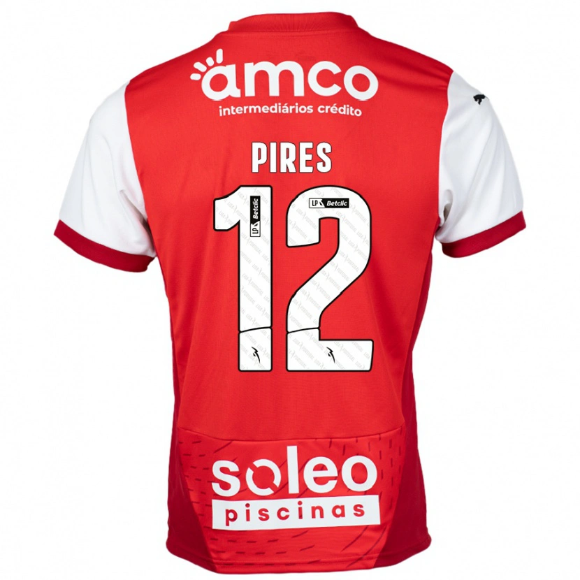 Danxen Børn Hugo Pires #12 Rød Hvid Hjemmebane Spillertrøjer 2024/25 Trøje T-Shirt