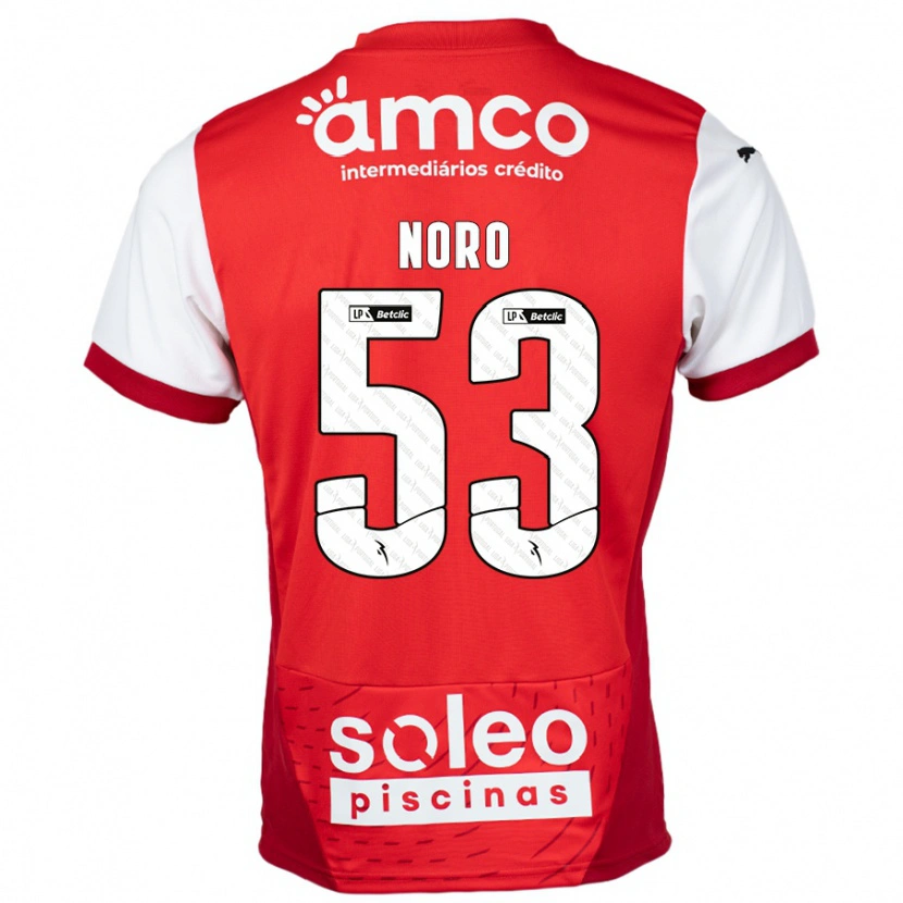 Danxen Børn Jonatás Noro #53 Rød Hvid Hjemmebane Spillertrøjer 2024/25 Trøje T-Shirt