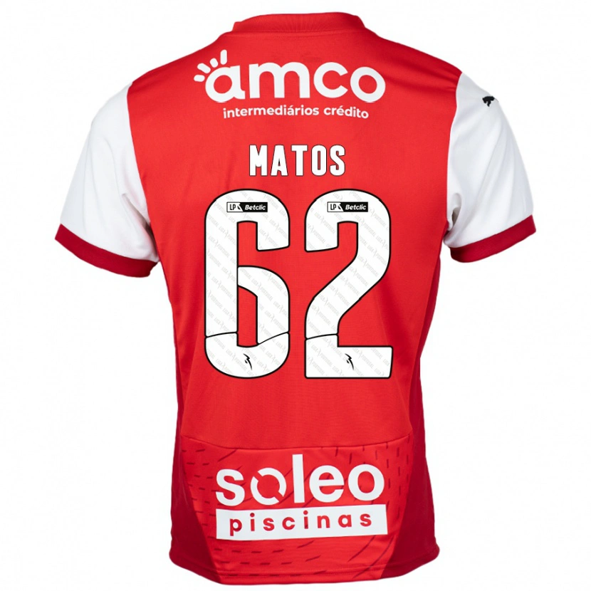 Danxen Børn Nuno Matos #62 Rød Hvid Hjemmebane Spillertrøjer 2024/25 Trøje T-Shirt
