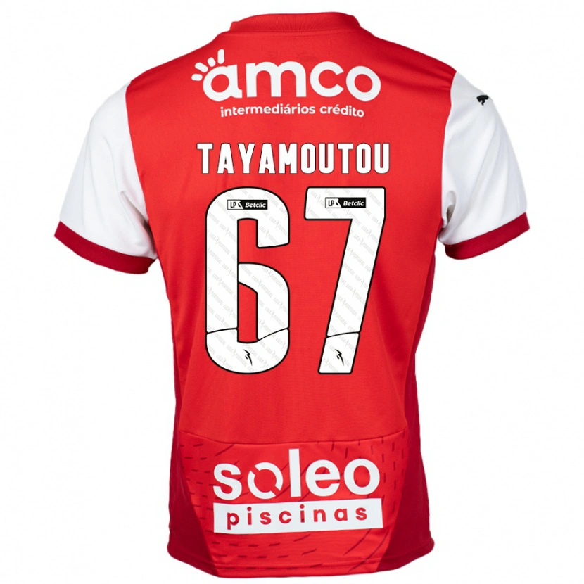 Danxen Børn Enzo Tayamoutou #67 Rød Hvid Hjemmebane Spillertrøjer 2024/25 Trøje T-Shirt