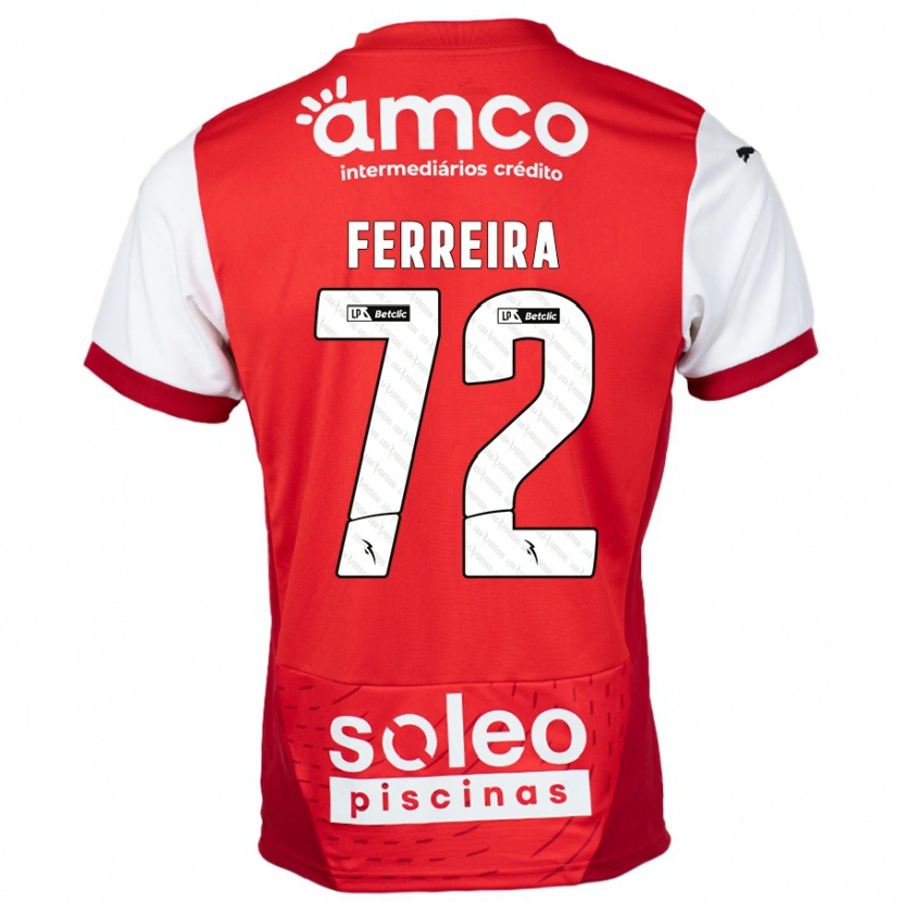 Danxen Børn André Ferreira #72 Rød Hvid Hjemmebane Spillertrøjer 2024/25 Trøje T-Shirt