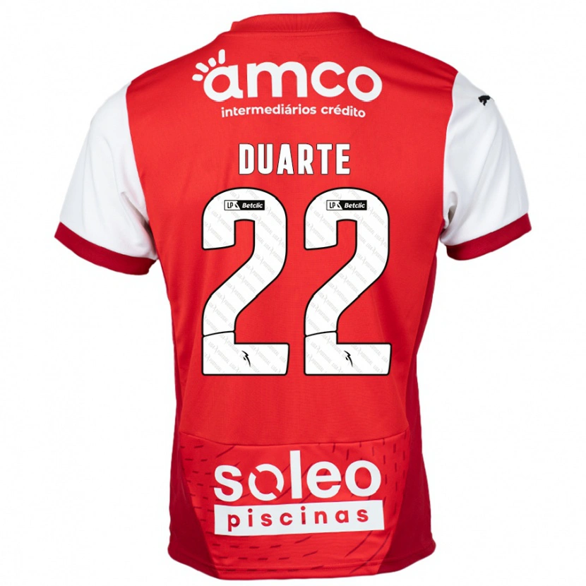 Danxen Børn Vânia Duarte #22 Rød Hvid Hjemmebane Spillertrøjer 2024/25 Trøje T-Shirt