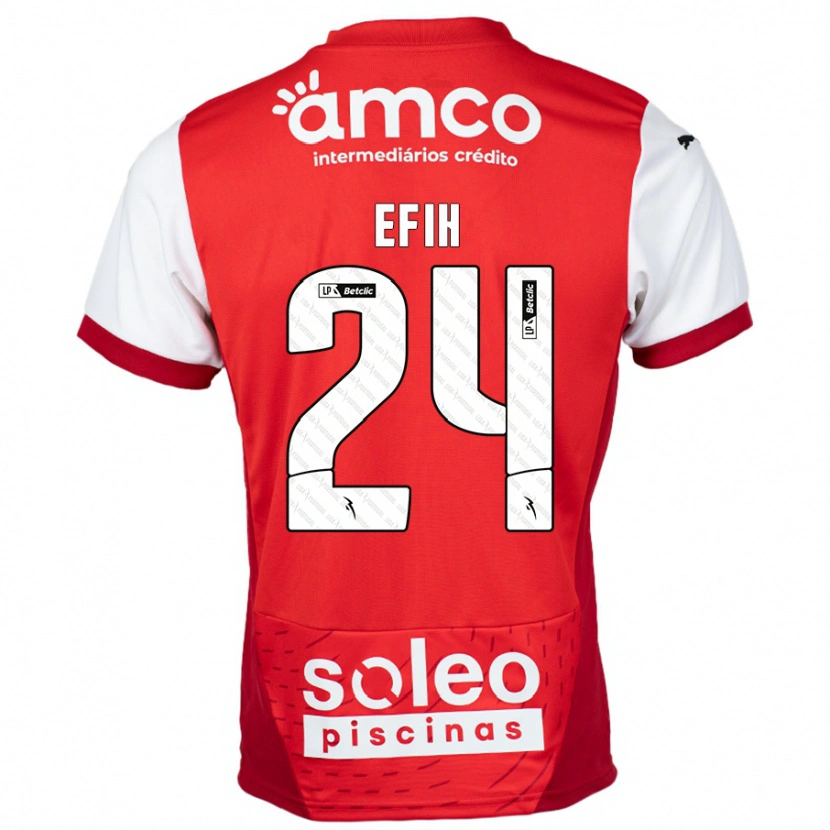 Danxen Børn Peace Efih #24 Rød Hvid Hjemmebane Spillertrøjer 2024/25 Trøje T-Shirt